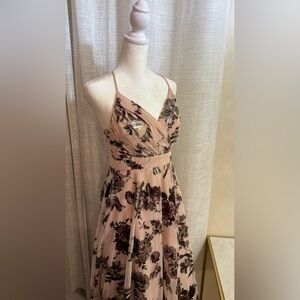 City Studio Strapless Floral Dress - Cream and Purple